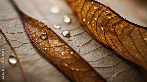Abstract close up of a golden leaf