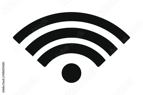 Simple Black and White Illustration of WiFi Signal Icon for Technology Designs