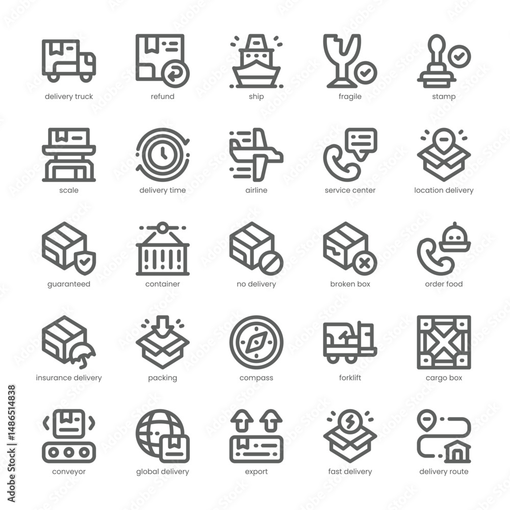 Delivery Service Icon pack for your website, mobile, presentation, and logo design. Delivery Service Icon outline design. Vector graphics illustration and editable stroke. Delivery Service Icon pack for your website, mobile, presentation, and logo design. Delivery Service Icon outline design. Vector graphics illustration and editable stroke.