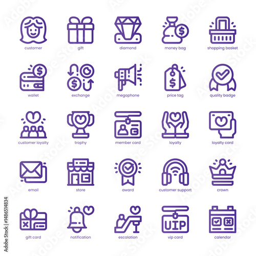 Customer Loyalty Icon pack for your website, mobile, presentation, and logo design. Customer Loyalty Icon line basic color design. Vector graphics illustration and editable stroke.