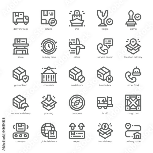 Delivery Service Icon pack for your website, mobile, presentation, and logo design. Delivery Service Icon outline design. Vector graphics illustration and editable stroke.