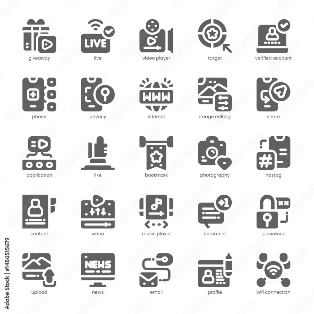 Social Media Icon pack for your website, mobile, presentation, and logo design. Social Media Icon solid design. Vector graphics illustration and editable stroke. Social Media Icon pack for your website, mobile, presentation, and logo design. Social Media Icon solid design. Vector graphics illustration and editable stroke.