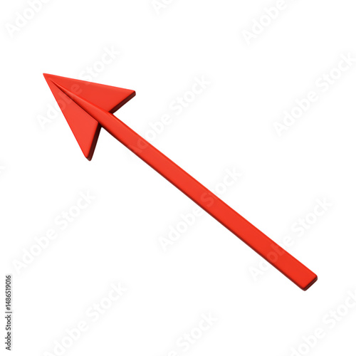 Modern Arrow with Sharply Defined Edges in Bold Red Isolated on Transparent Background
