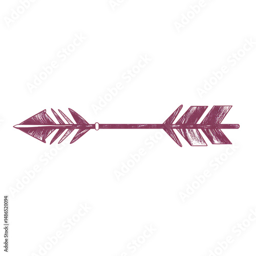 Contemporary Arrow with Clear Vectors in Rich Plum Isolated on Transparent Background