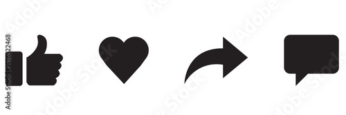 Social media network notification icons set. Post reactions symbols collection isolated on white background.