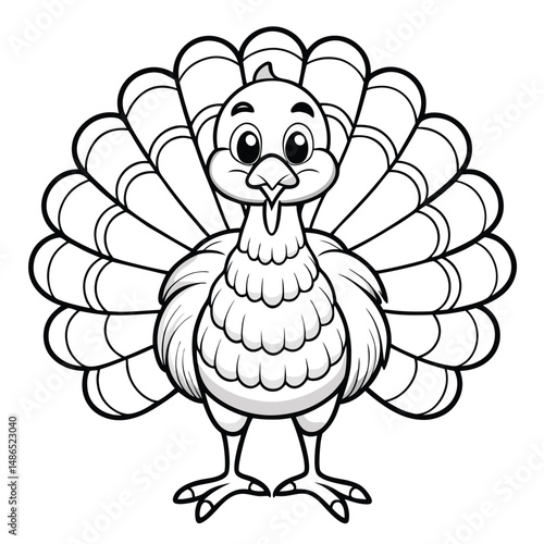 Cute Turkey Coloring Page: Free Printable Thanksgiving Image Coloring Page