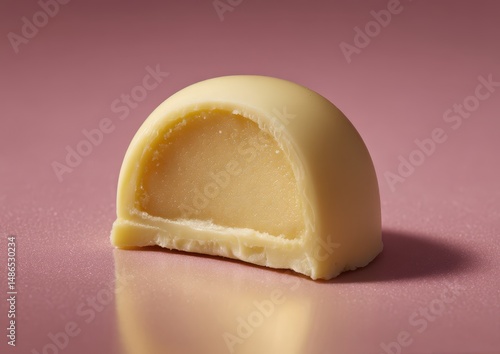 Delicious white chocolate truffle on pink.
