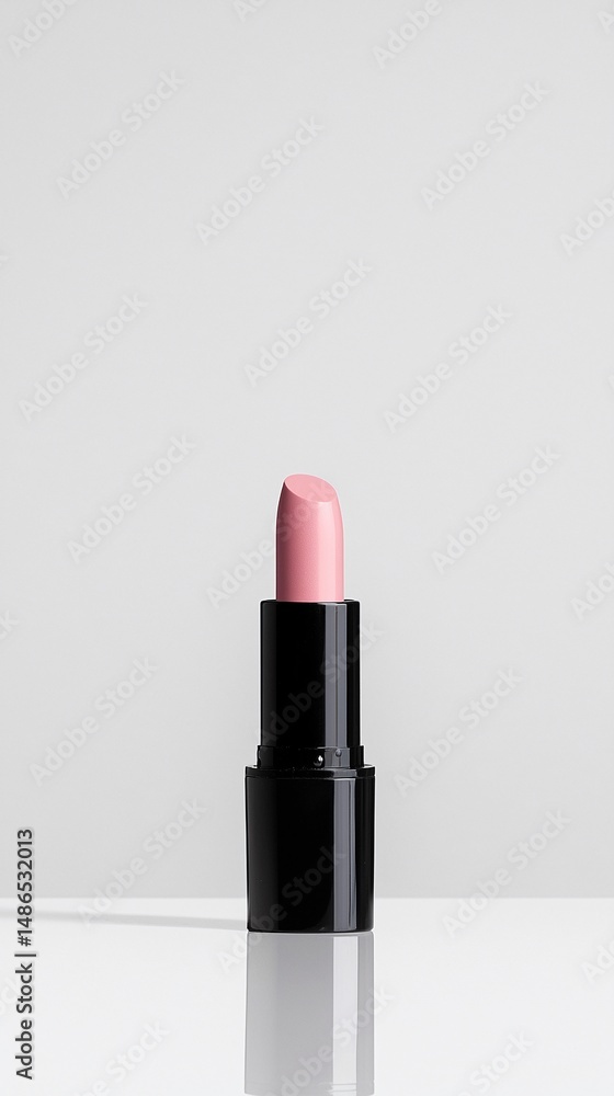 Pink Lipstick Tube on Reflective Surface Pink Lipstick Tube on Reflective Surface