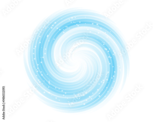 Blue fresh cold air circle rotating effect on white. Wind from conditioner Whirlwind flow. Vector illustration