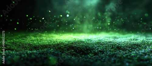 Wallpaper Mural Green glowing ethereal abstract background with sparkling particles Torontodigital.ca