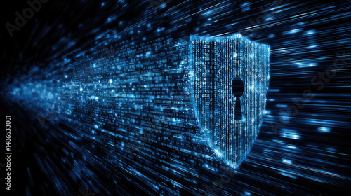 Digital shield formed from binary code protects against cybersecurity threats