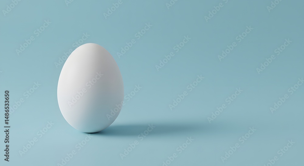 White egg centered on a solid pastel background.
White egg centered on a solid pastel background.