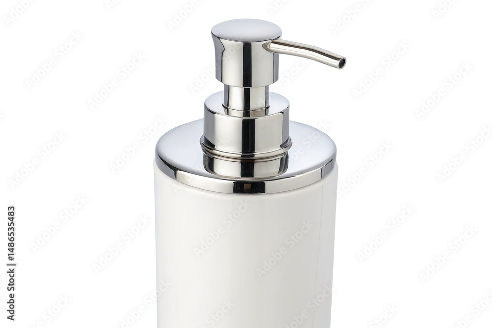 Obraz premium White Pump Bottle With Silver Top in a Clean Setting Generative AI
