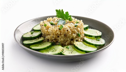 fresh aquino and cucumber salad on a white background