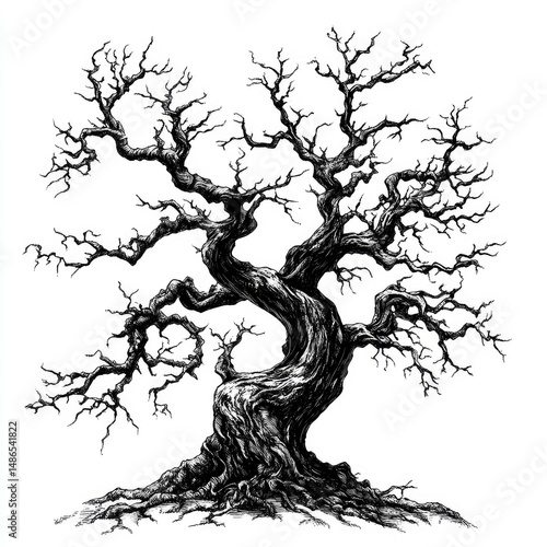 Intricate,  ancient, barren tree