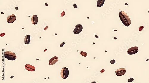Falling Coffee Beans Background Pattern Illustration