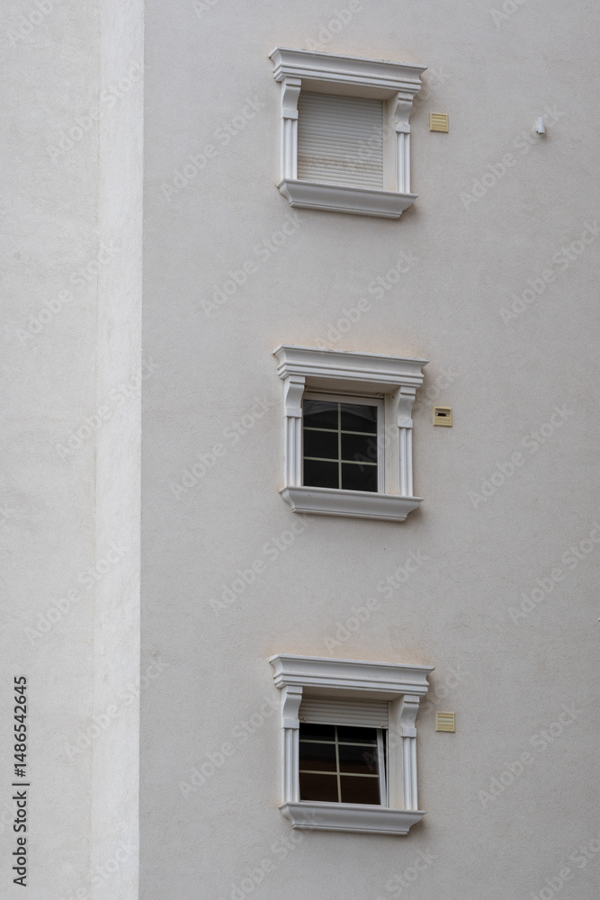 Three Window Frames with Varied Blinds – Architectural Detail Three Window Frames with Varied Blinds – Architectural Detail