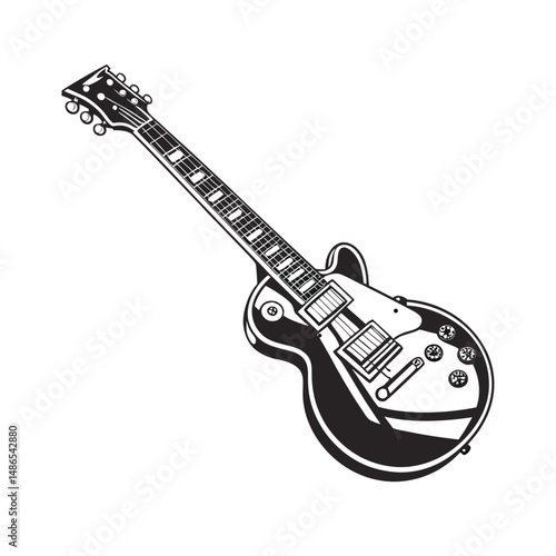 Guitars vector art illustration. Electric and acoustic, bass, Cartoon music instrument, rock jazz guitar silhouette, music band guitars set of different colors vector.