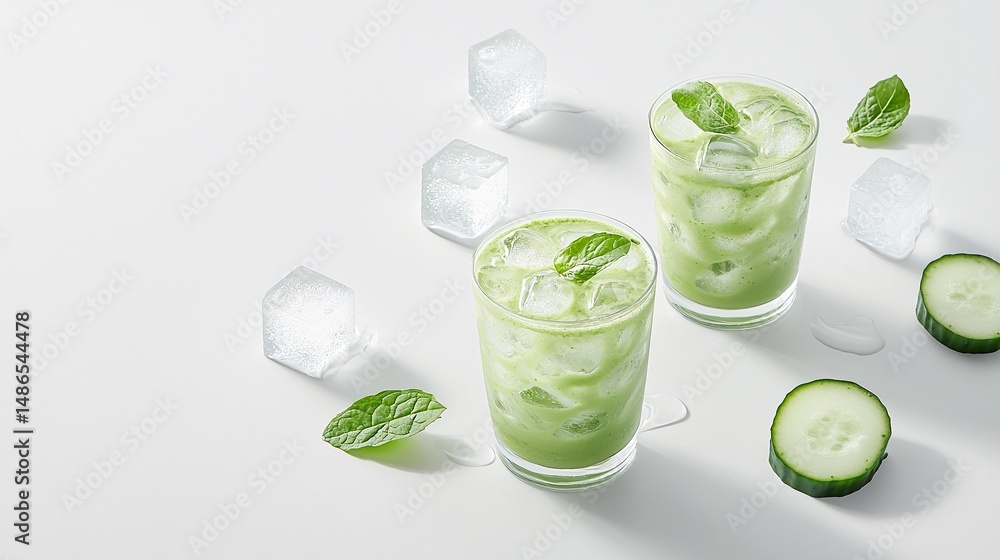 Refreshing Iced Matcha Tea with Cucumber and Mint Refreshing Iced Matcha Tea with Cucumber and Mint