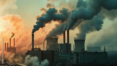 Industrial Pollution: A Sunset Silhouette of Environmental Degradation