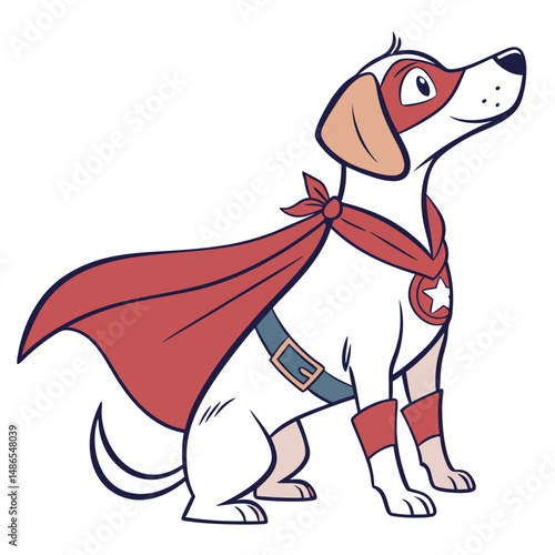 Superhero Dog Vector Cartoon in Costume Isolated on White