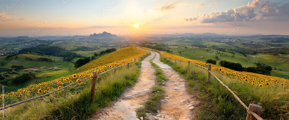 Naklejka premium Sun-Kissed Countryside Path