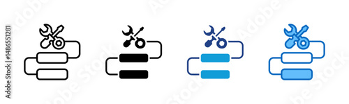 Workflow - Multi Style - Workflow with wrench and gear, showing preparation and configuration in task planning