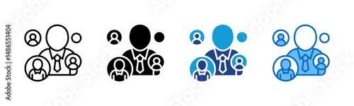 Leadership Plan - Multi Style - Group structure with leader figure and team members, visualizing organizational planning and leadership hierarchy