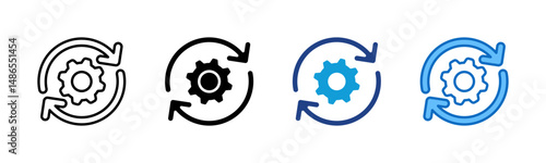 Process Plan - Multi Style - rotating gear arrows, symbolizing continuous planning, optimization, or iterative workflow
