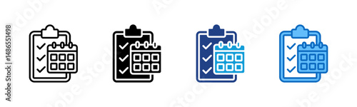 Task Schedule - Multi Style - clipboard and mini-calendar with checkmarks, illustrating structured planning and task review