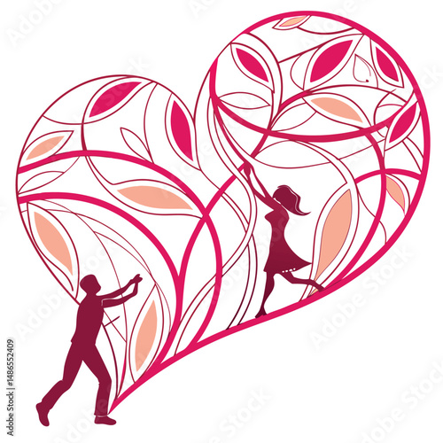 Abstract Love Heart Background with Gradient Vector Illustration