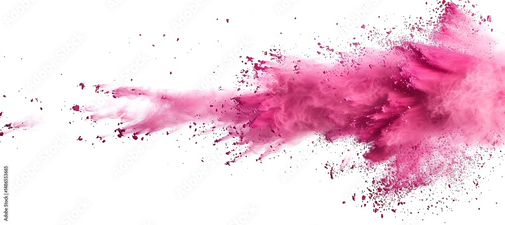 Aerial Pink Powder Blast on White Aerial Pink Powder Blast on White
