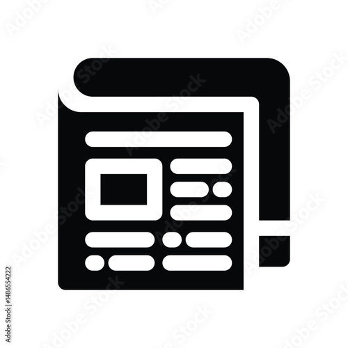 news paper glyph icon. Strong and solid vector icon for websites, mobile interfaces, presentations, and visual branding. High quality and easy to edit.