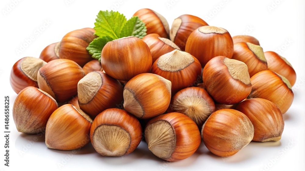 Close up of a pile of raw hazelnuts in their shells Close up of a pile of raw hazelnuts in their shells