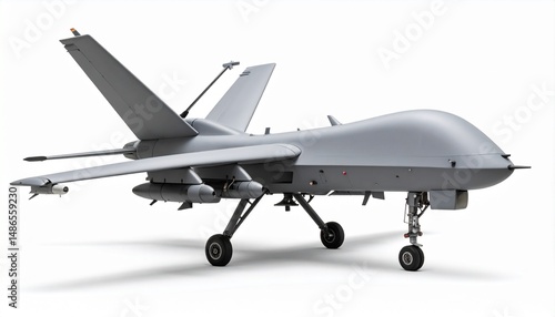 Side View Mockup of a Military UAV Drone on White Background