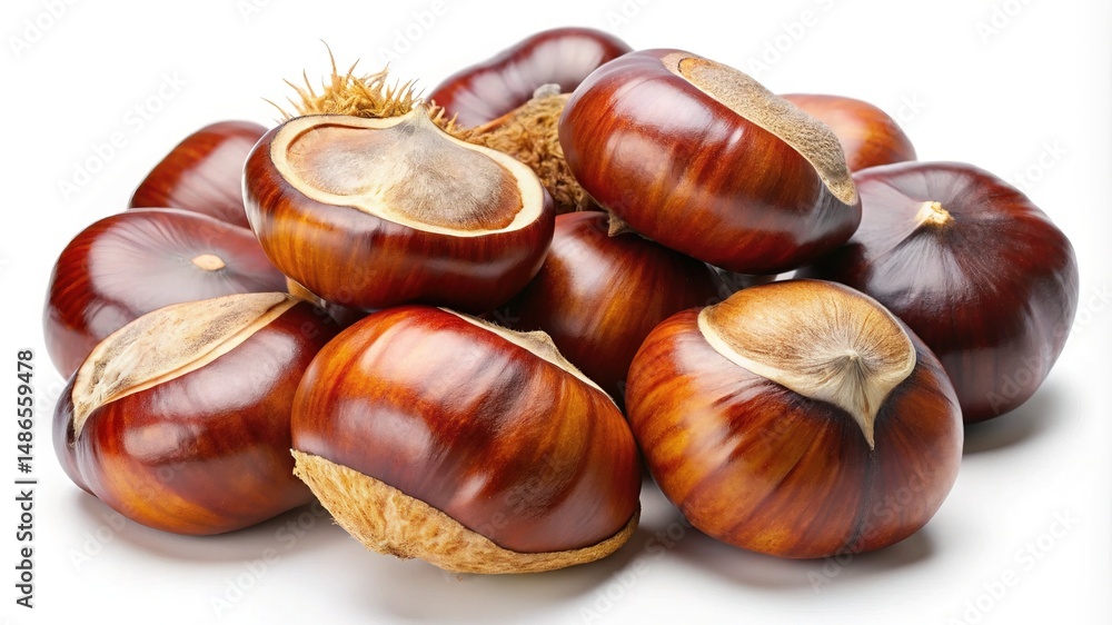 A beautiful pile of freshly harvested chestnuts ready for roasting season A beautiful pile of freshly harvested chestnuts ready for roasting season