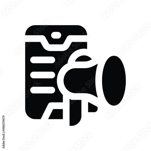 mobile marketing glyph icon. Strong and solid vector icon for websites, mobile interfaces, presentations, and visual branding. High quality and easy to edit.