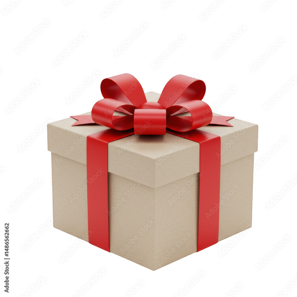 Present with red ribbon and bow isolated on transparent background Present with red ribbon and bow isolated on transparent background