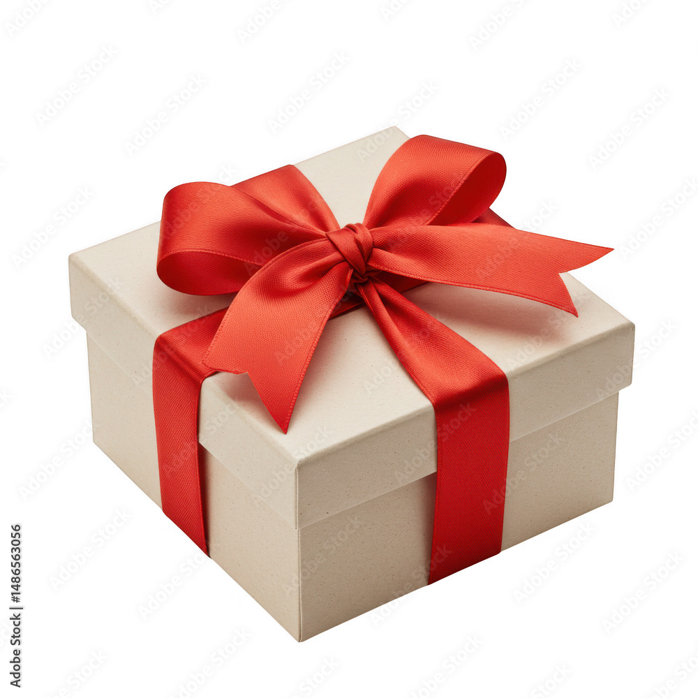Fototapeta premium Gift box with red ribbon isolated on transparent background