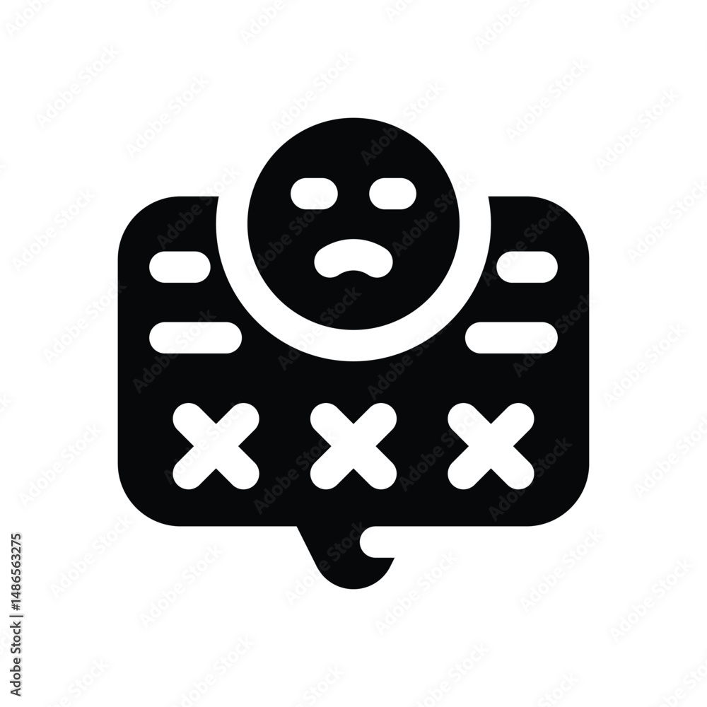 Fototapeta premium bad comment glyph icon. Strong and solid vector icon for websites, mobile interfaces, presentations, and visual branding. High quality and easy to edit.