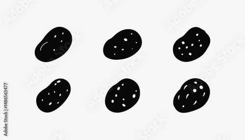 Vector Stylized Potato Silhouettes Vector Set on Clean Background