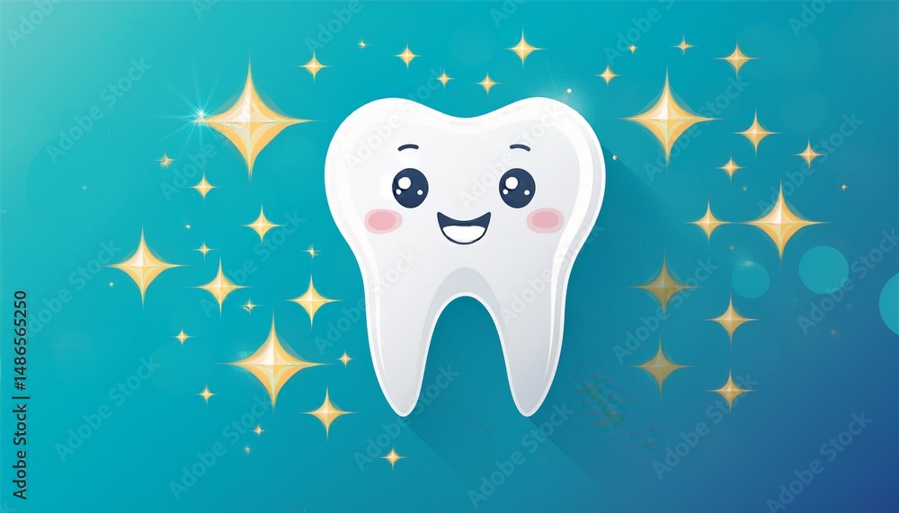 shiny clean tooth with sparkling healthy smile concept in flat design shiny clean tooth with sparkling healthy smile concept in flat design