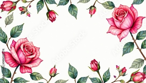 Wallpaper Mural Delicate watercolor rose buds & leaves, repeating seamlessly , subtle, repeat Torontodigital.ca