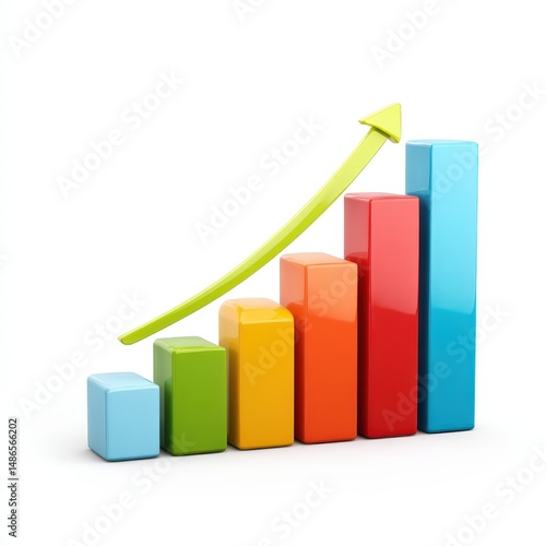 Free Download Colorful 3D Bar Graph Showing Exponential Growth and Upward Trend - GFXLoad