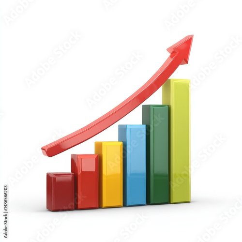 Free Download Colorful 3D Bar Graph Showing Exponential Growth and Success Upward Trending Chart Illustrates Business Progress - GFXLoad