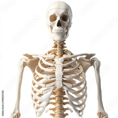 Human Skeleton Model Upper Body Anatomy Rib Cage and Skull Detailed View