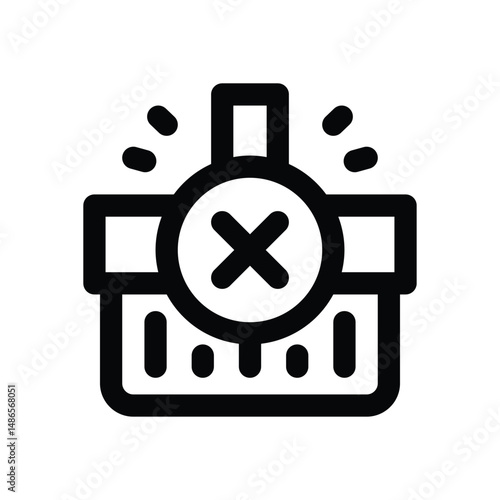 remove from basket line icon. Clean and minimalist vector icon for websites, mobile apps, presentations, and logos. Fully scalable and customizable for any project.