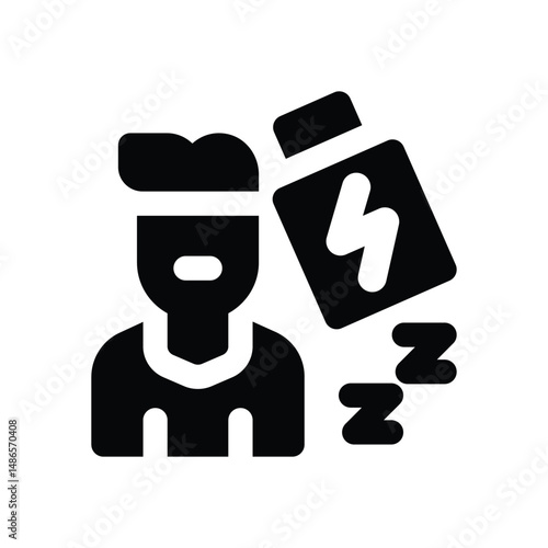 fatigue glyph icon. Strong and solid vector icon for websites, mobile interfaces, presentations, and visual branding. High quality and easy to edit.