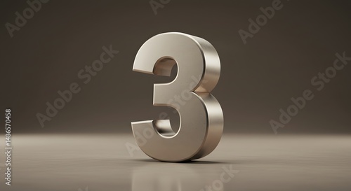 3d silver number 3