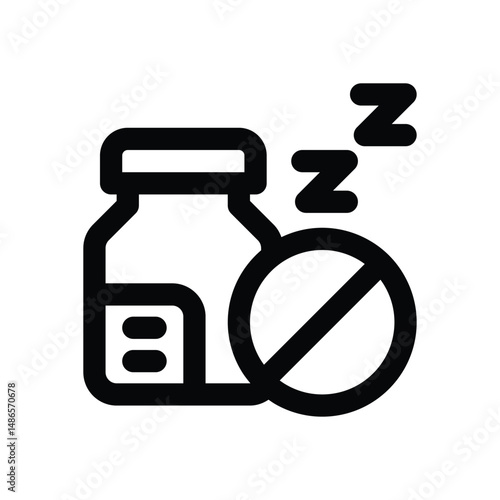 sleeping pill line icon. Clean and minimalist vector icon for websites, mobile apps, presentations, and logos. Fully scalable and customizable for any project.